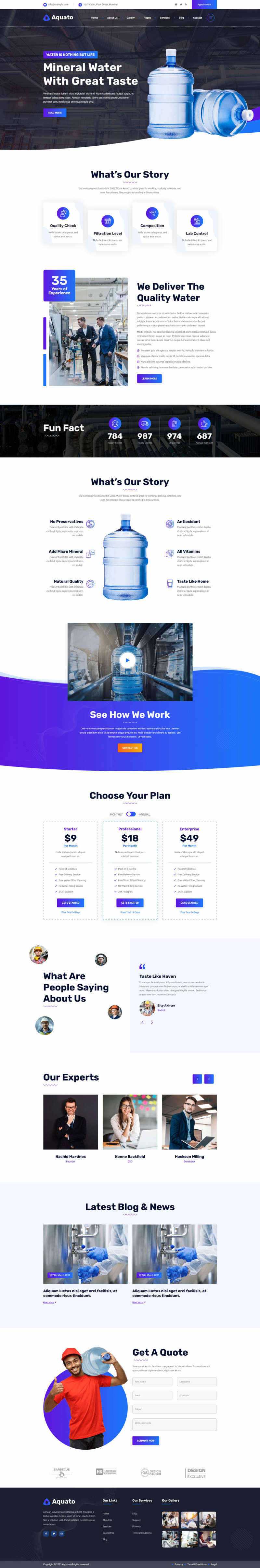 bootstrap饮用水送货服务公司网站HTML模板 - 火火兔电子商城