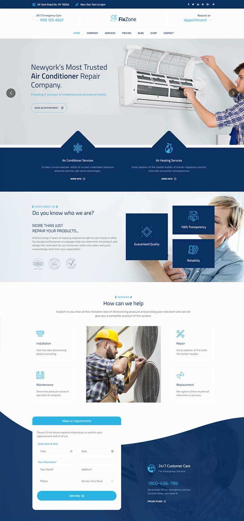 Bootstrap空调电器维修服务网站HTML模板 - 火火兔电子商城