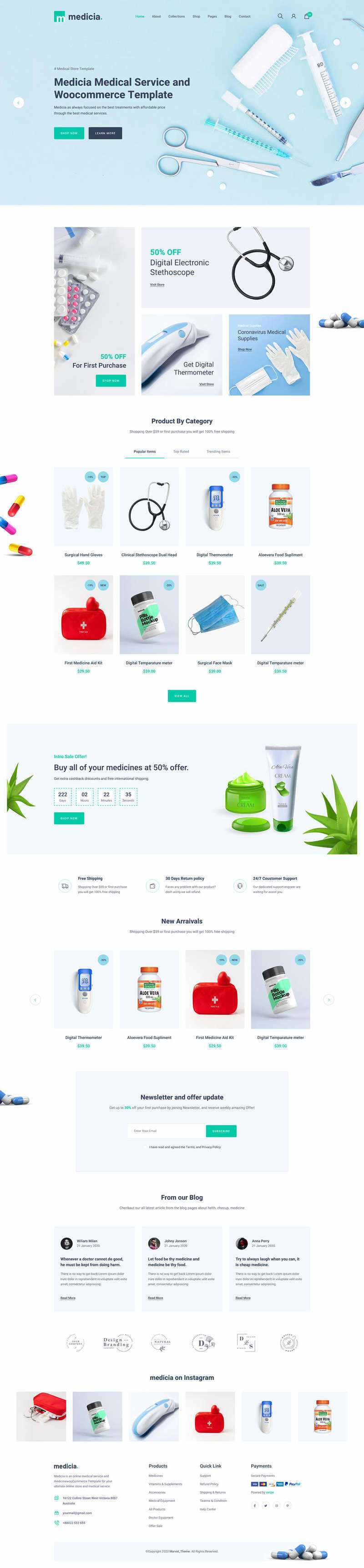 Bootstrap4医疗保健用品电子商务HTML5模板 - 火火兔电子商城