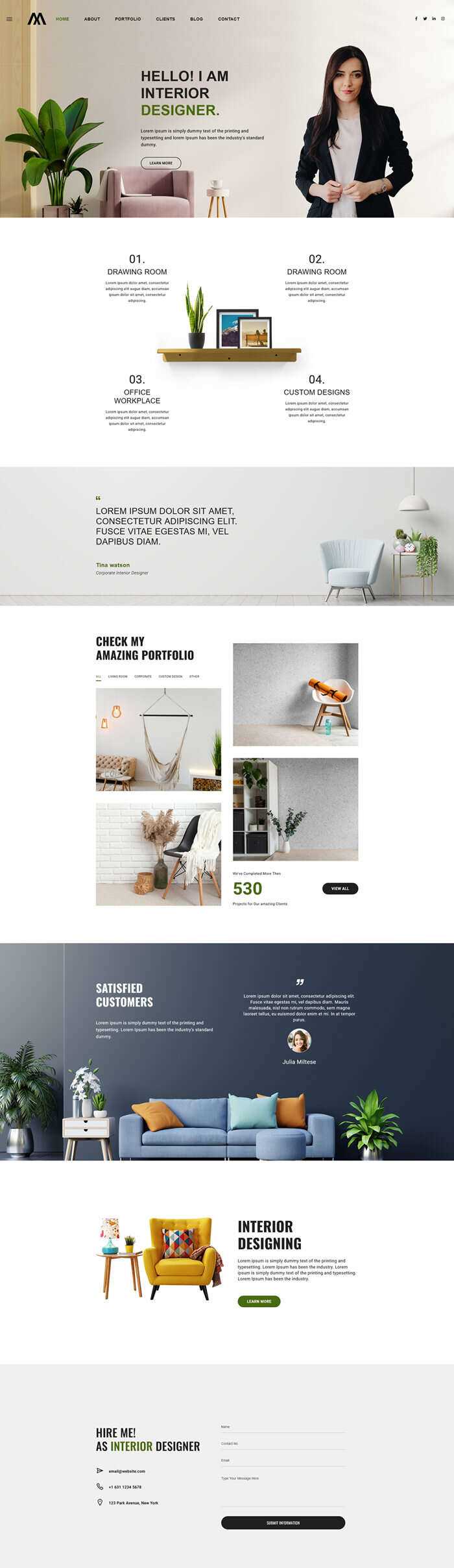 室内设计师个人作品简历html5模板 - 火火兔电子商城